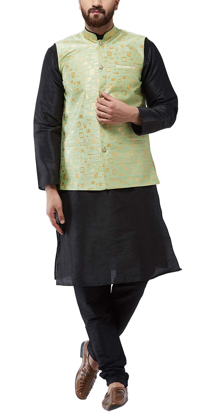 sojanya (Since 1958 Men's Silk Blend Kurta Pyjama & Nehrujacket Combo-picture-22