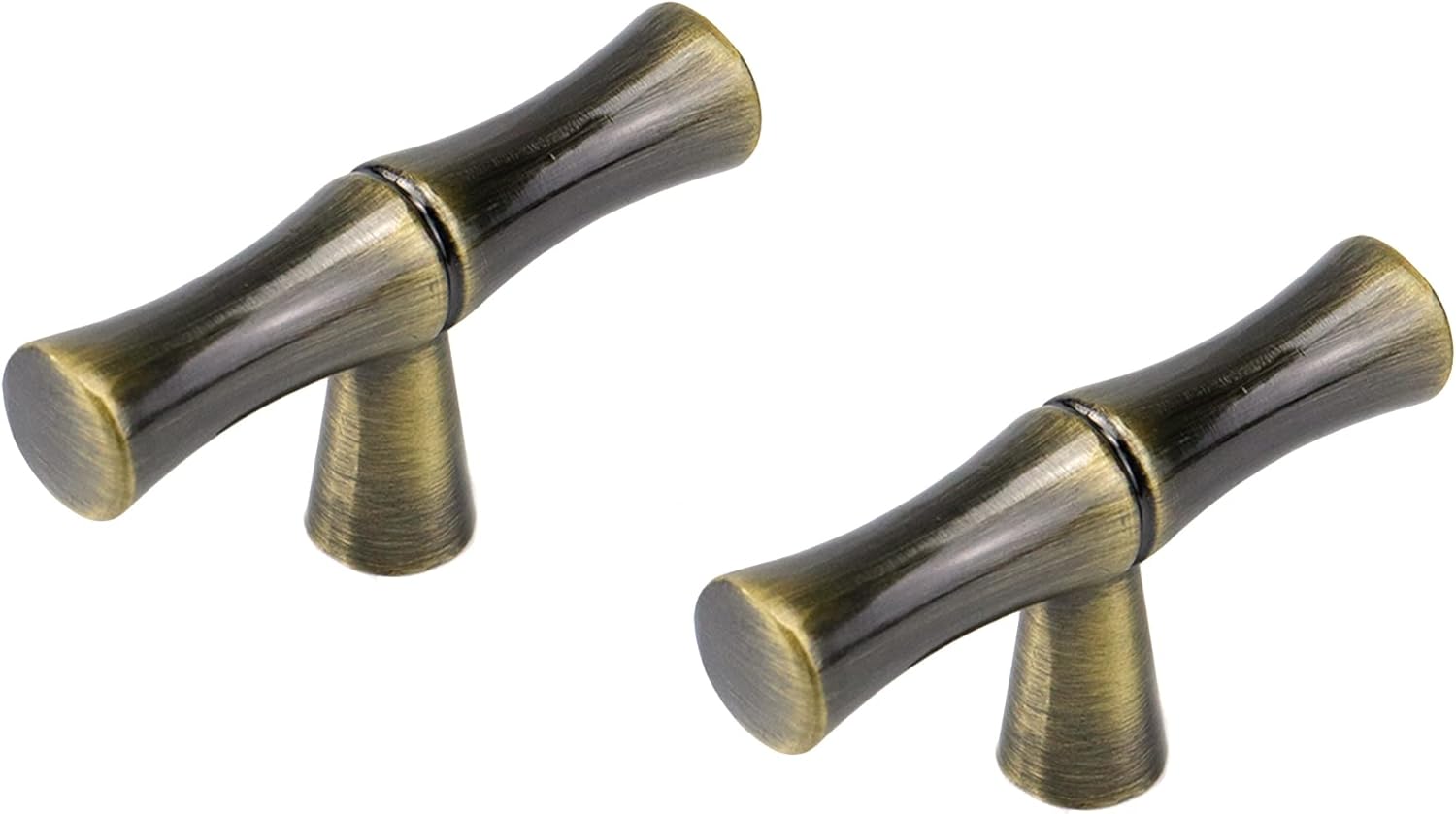 Zinc Alloy Bamboo Shape Single Hole Drawer Handles, 1.97inch Length Brushed Gold Solid Knobs with Screws, 2PCS