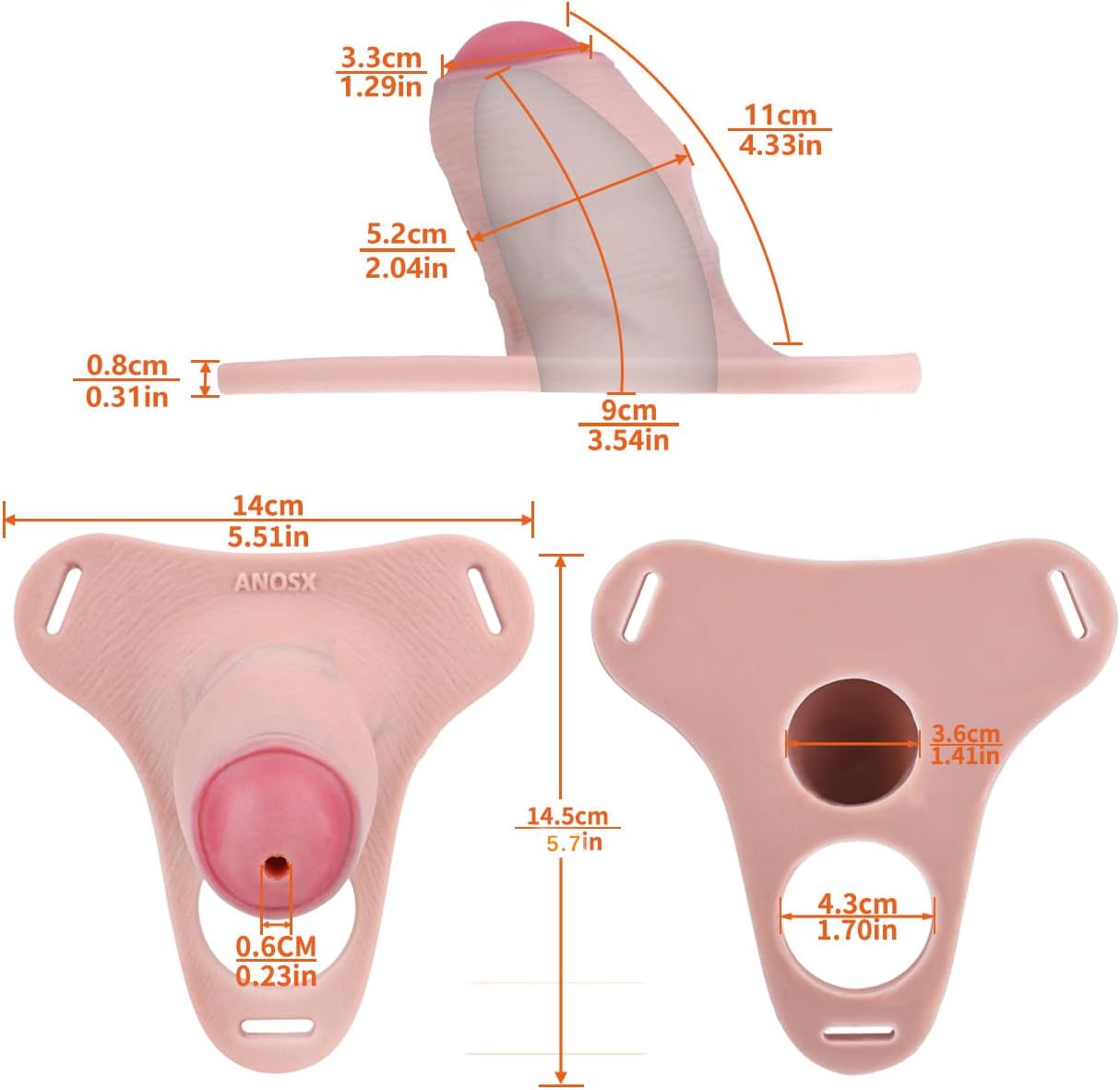 Silicone Wearable Men Realistic Dildo Cage Chastity Device, Long-Term Soft Male Penis Cage with Belt Holes Adult Sex Toy for Men