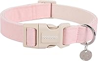 Vista 1 de DOGWONG Collar de algodón y cáñamo para perros, collar rosado resistente ajustable de tela natural suave para mascotas, lindo collar de boda