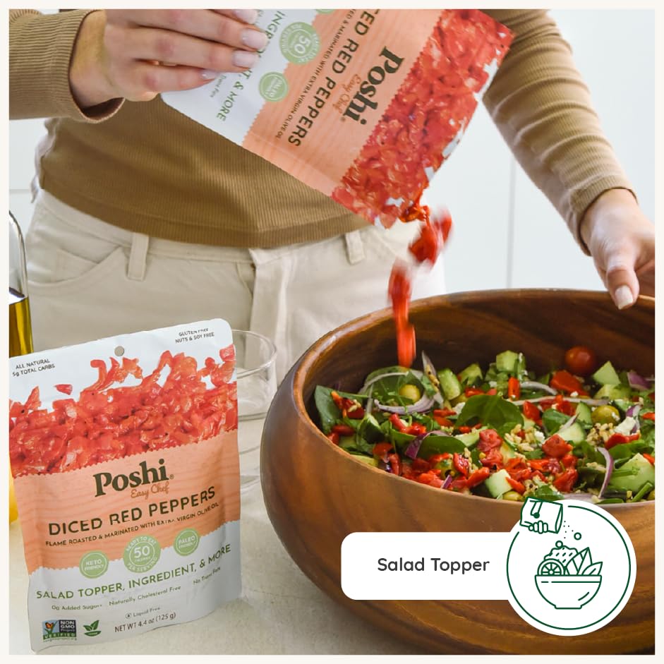 POSHI Diced Red Peppers, Fire-Roasted, Ready-to-Use, 4.4 oz (Pack of 6) - image 5