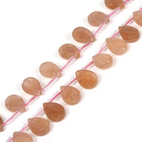Cuentas sueltas de cuarzo fresa natural con forma de lágrima facetada de 15 pulgadas (0.472 in) para hacer joyas, hebras de 15 pulgadas