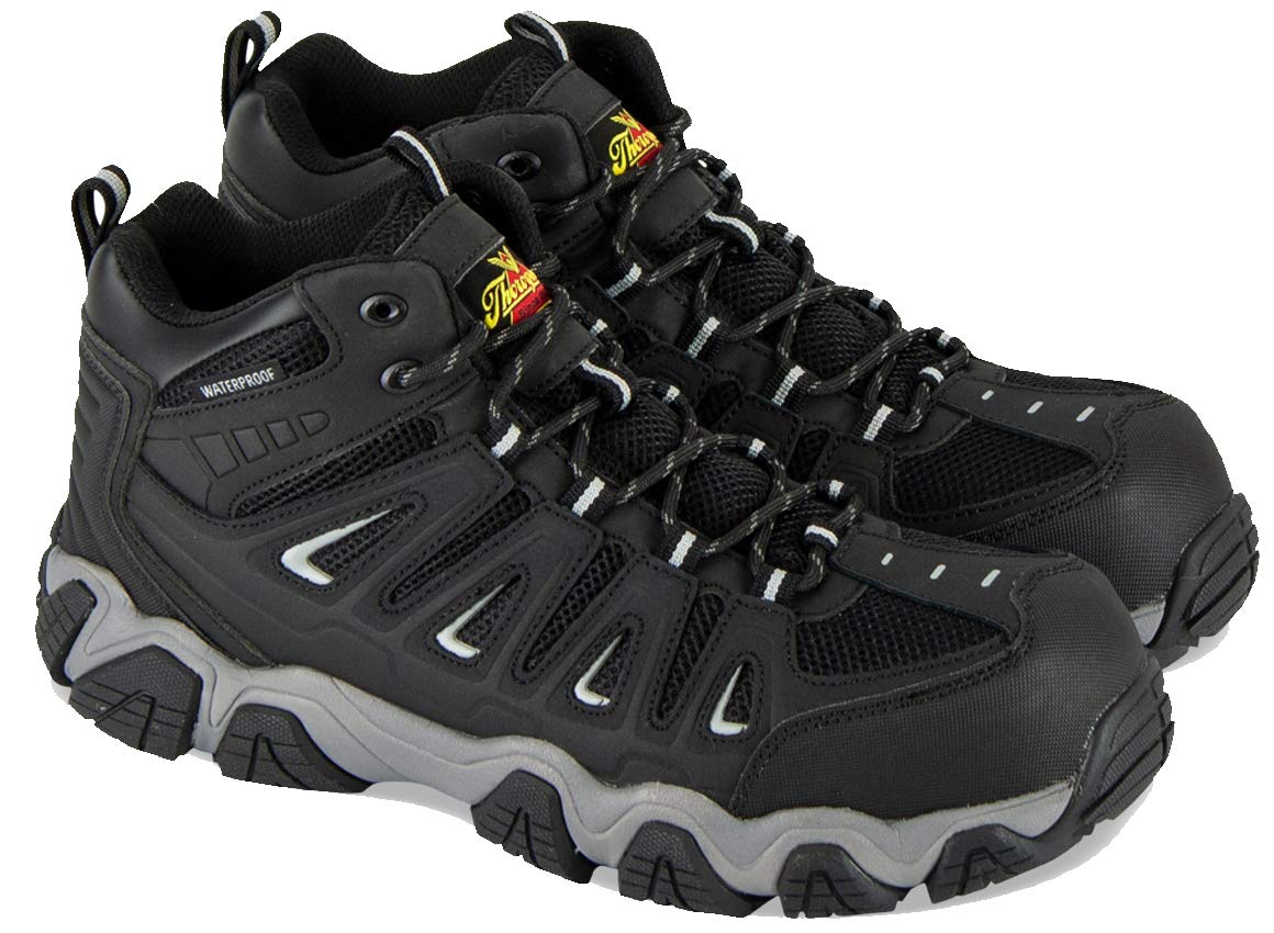 Thorogood 804-6292 Men's Crosstrex Series - Mid Cut Waterproof, Composite Toe Hiker, Black/Grey - 13 M US