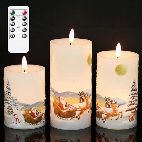 Miniatura 1 de DRomance Velas parpadeantes sin llama LED blancas de Navidad que funcionan con pilas con control remoto de 10 teclas y temporizador, juego de 3