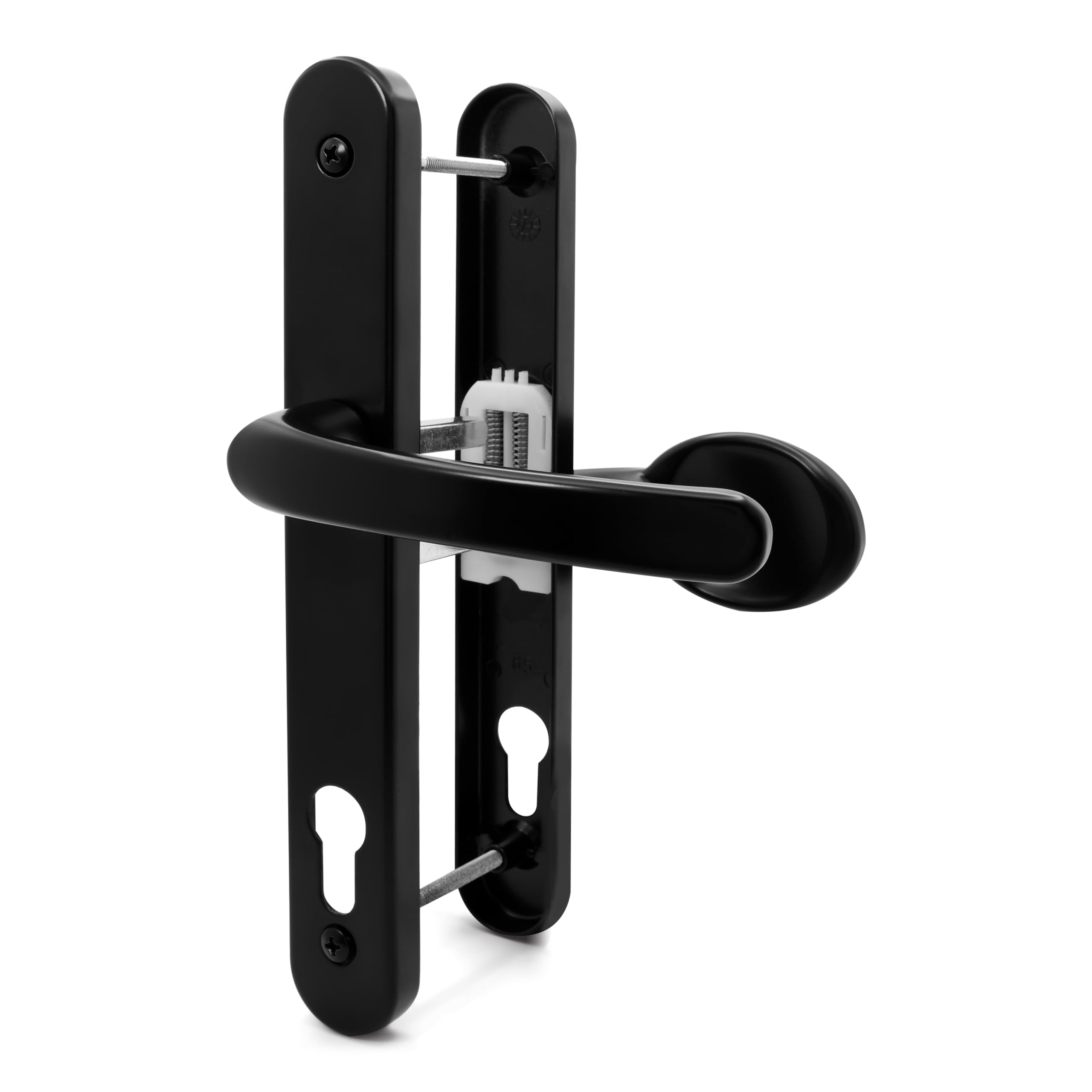 TSS UPVC Door Handle Pair Set including Offset Lever and Pad, 95/65mm PZ Centres (Internal = 95mm / External 65mm), Sprung