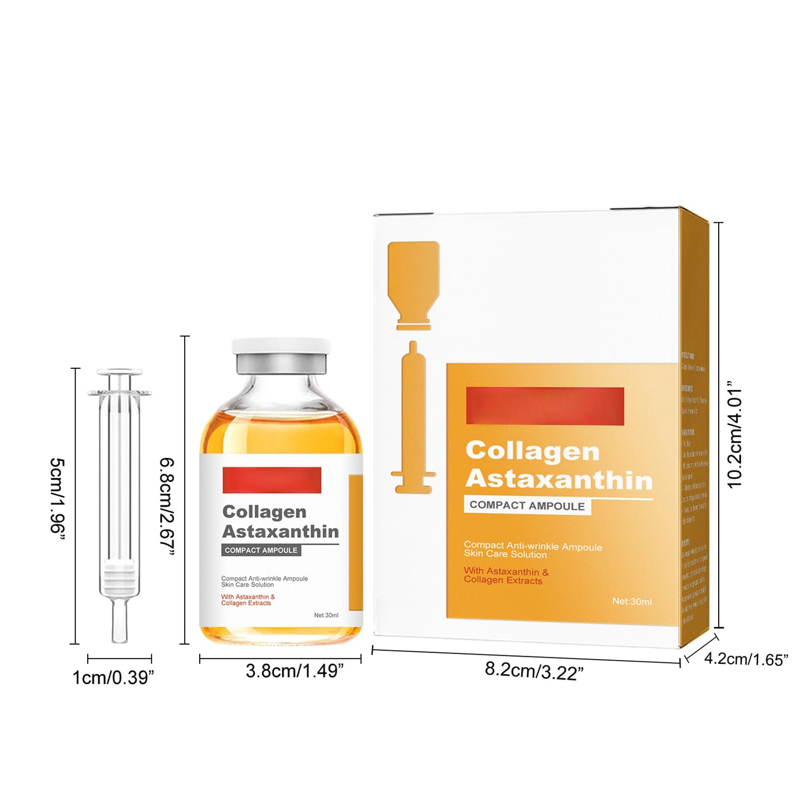 Siero Viso All'astaxantina 30ml, Fiale Ultra-Idratanti, Fiale Intense per La Cura Del Viso, Pelle Più Stretta E Liscia, Rimpolpante Della Pelle E Levigante Dell'aspetto Delle Linee Sottili