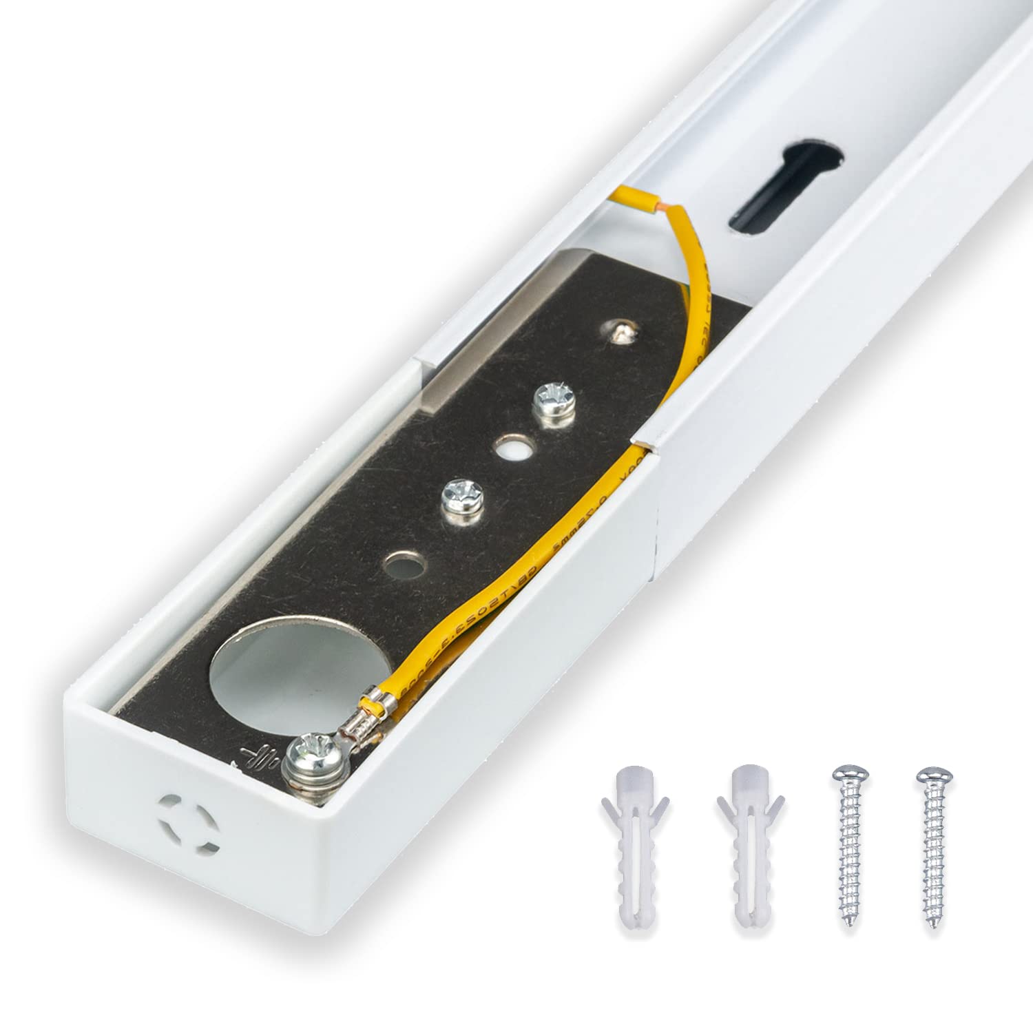 POPP® Carril monofásico 2 metro Accesorio para carril LED *foco no incluido* en monofásico superficie aluminio blanco (Blanco 2 metro)