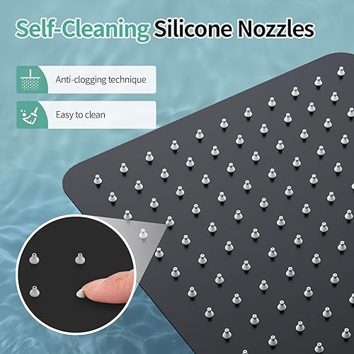 Miniatura 4 de SR SUN RISE Cabezal de ducha de lluvia de 10 pulgadas, cabezal de ducha de lluvia de alta presión de acero inoxidable 304 negro mate