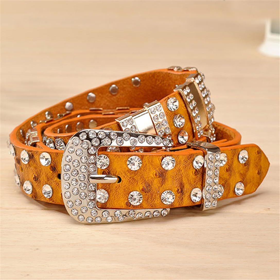 Fashion Rhinestone Belts for Women Designer PU Leather Belt Western Studs Leather Belts