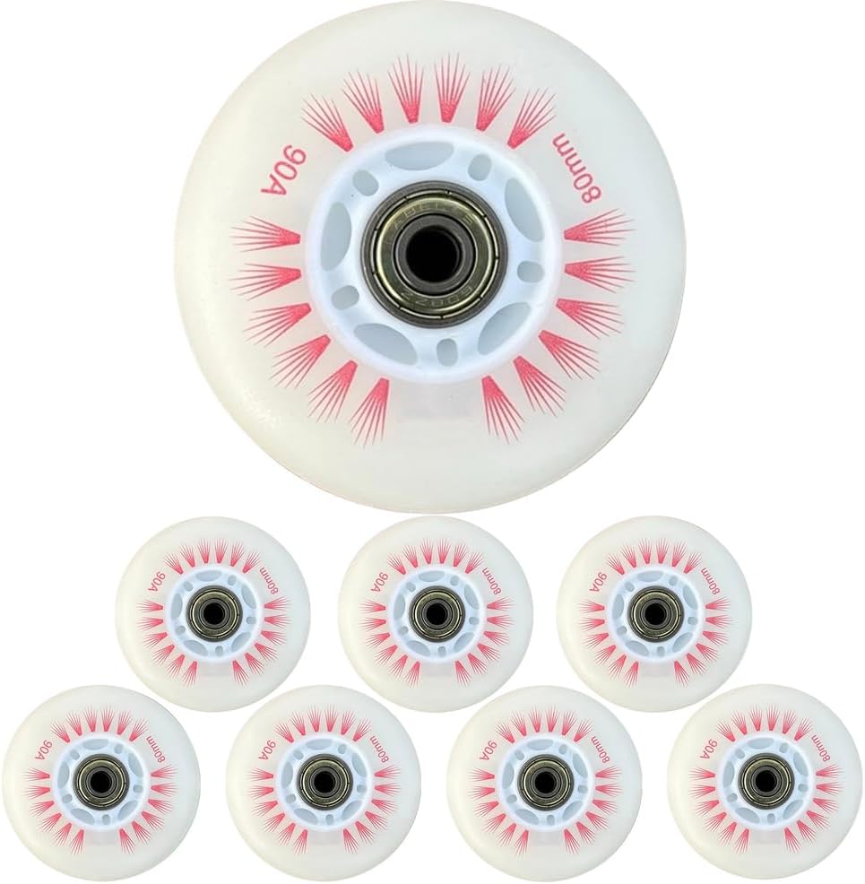 Light up Inline Skate Wheels Luminescence Roller Skate Replacement PU Wheels 60mm~110mm with Bearings 90A 8-Pack