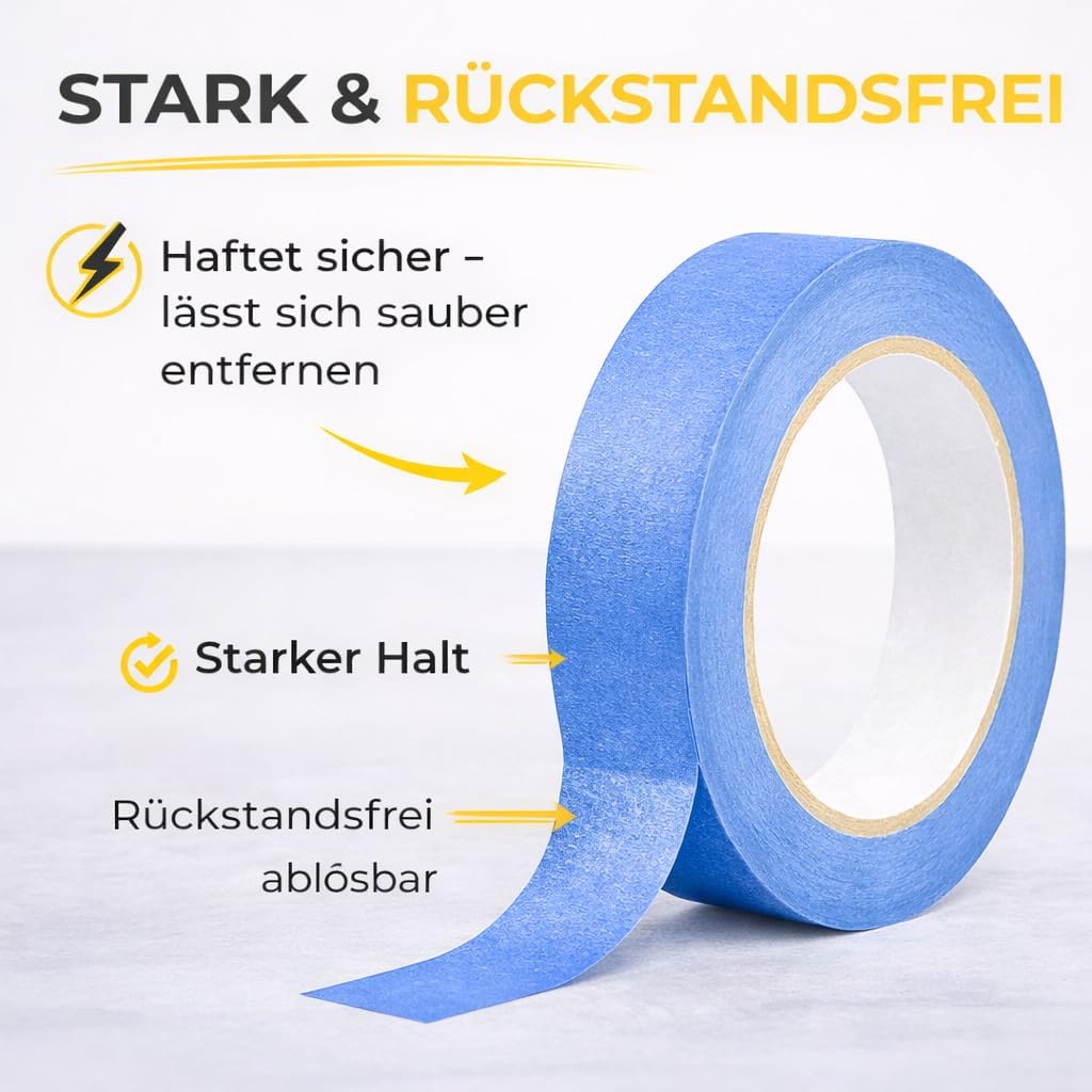 TK Gruppe Timo Klingler 15x Malerkrepp 50 m * 24 mm Kreppband Klebeband Abklebeband Painty Tape für einfaches Streichen & Malerarbeiten (15x)