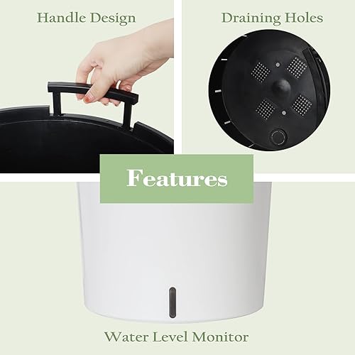 Miniatura 7 de SAROSORA Macetas grandes redondas con autorriego de 12.5 pulgadas, paquete de 2 unidades para el hogar, jardín, patio, árbol alto (blanco, paquete