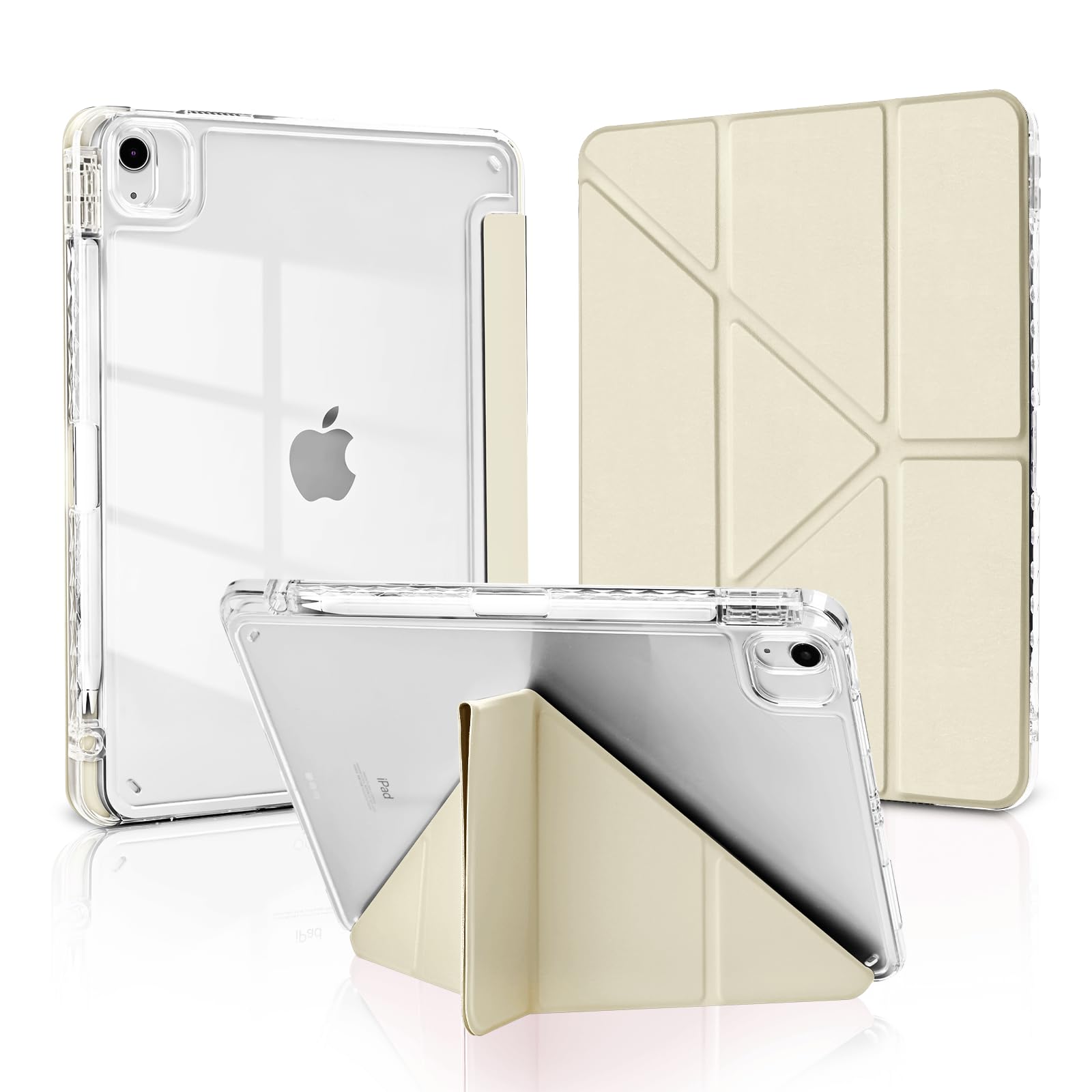 YeaQuelior Custodia per iPad Air 11 M4/M3/M2 & iPad Air 5a/4a Gen,Argento | Trasparente Antiurto con Supporto con Portapenna YeaQuelior Custodia per iPad Air 11 M4/M3/M2 & iPad Air 5a/4a Gen,Argento | Trasparente Antiurto con Supporto con Portapenna