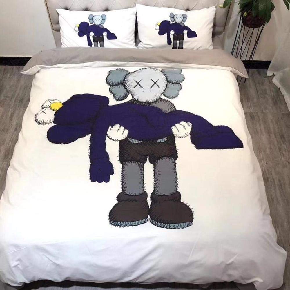 YYANG 3D Printing KAWS Bedding Set Four-piece Bedroom Set 1 Duvet Cover 1 Sheets And 2 Pillowcases Lycra Cotton Duvet Cover Set A-Quilt cover 200cmx230cm