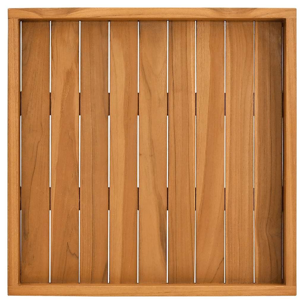 Bandeja de servir de madera maciza de teca de 50 x 50 cm con bordes elevados y asas empotradas, bandeja para servir para buffet, cocina, fiesta, catering, ideal como plato para queso, tartas