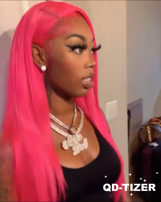 Amazon.com : QD-Tizer Hot Pink Lace Front Wig Long Straight  display picture 3