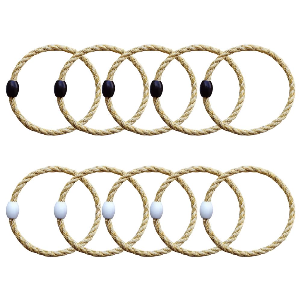 Sisal Rope Toss Rings, 10 PCS Hemp Ring Toss for Yard Lawn Games