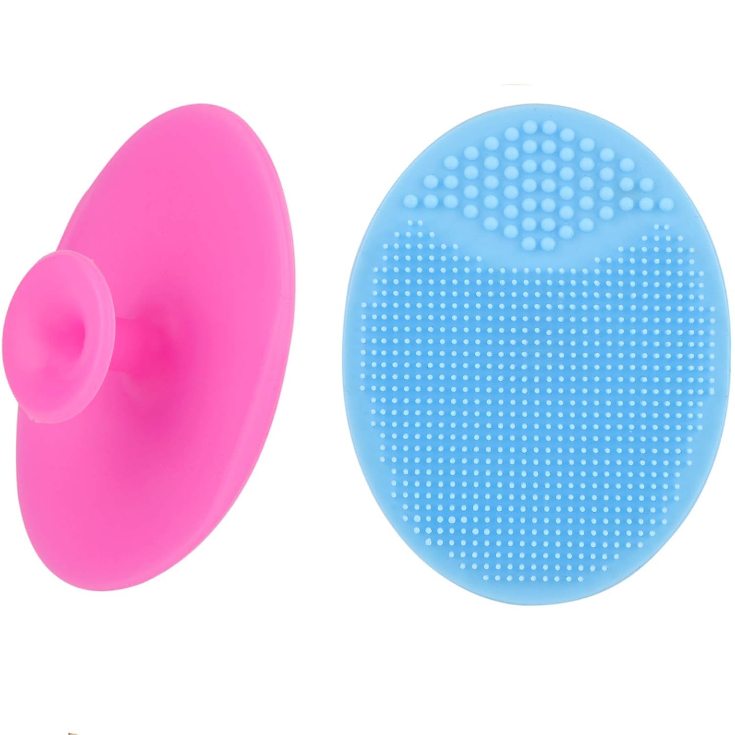 PM FABRICS Face Scrubber For Women & Men (2pcs) Silicone Face Cleaning Brush-Scrubber For Sensitive Skin Facial Brush Exfoliator Soft Silicone Face Scrubber Deep Pore Cleansing Brush (2pcs Blue Pink)-image-15