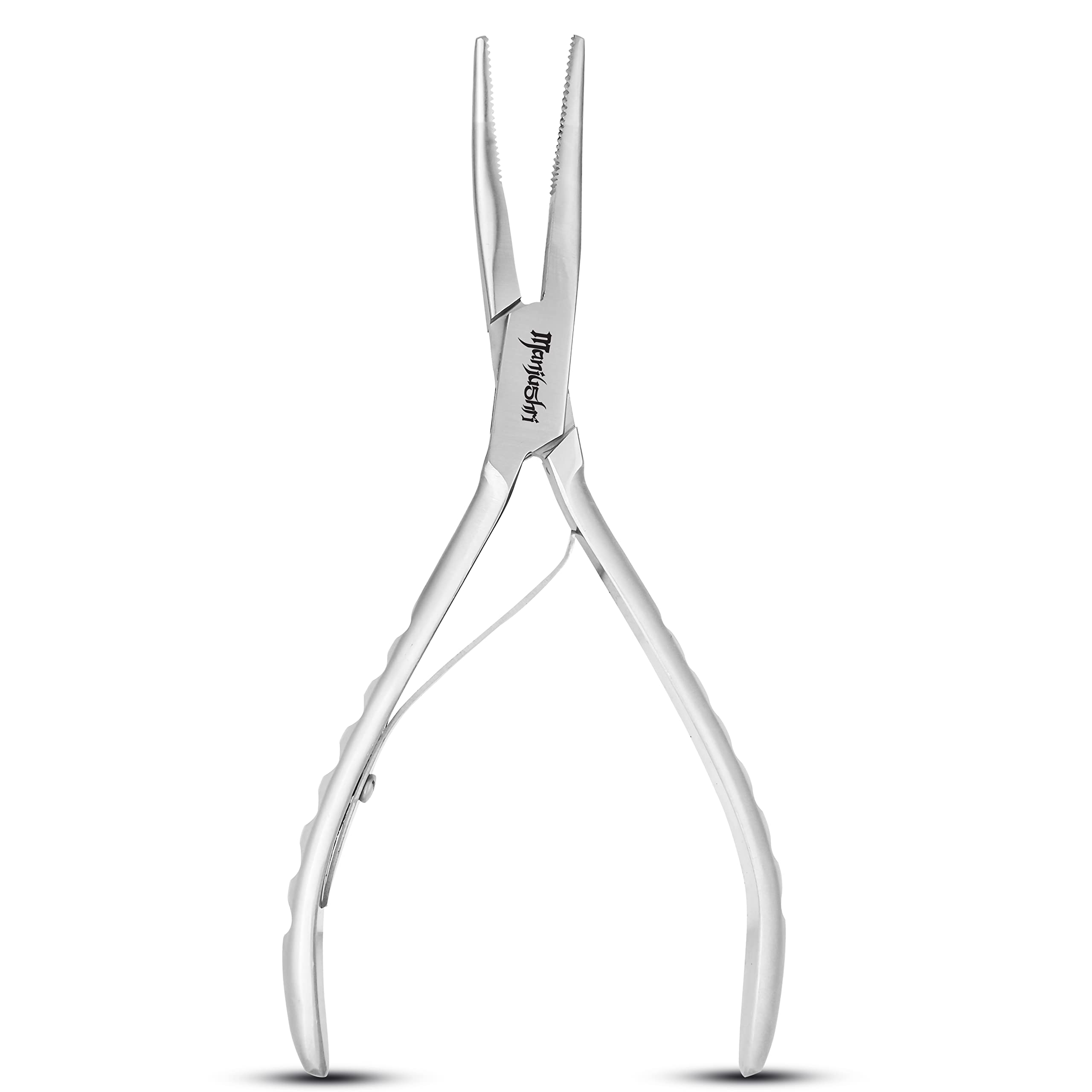 Manjushri Precision 6 Inches Bent Needlepoint Fish Pin Bone Pliers Tweezers for Removing, Plucking and Pulling Pin Bones.(Silver)