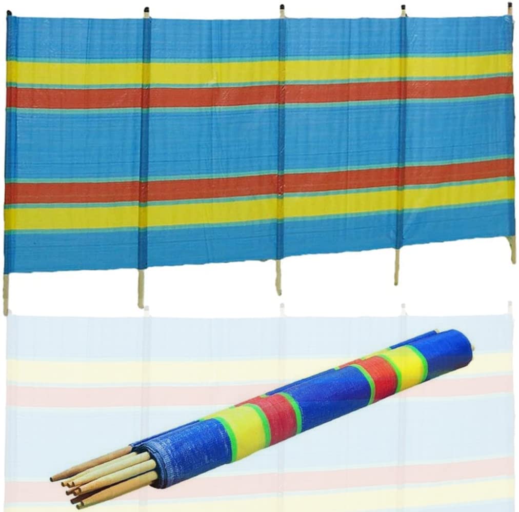 HMIR | 4 5 6 8 10 | Poles Heavy Duty Windbreakers Windbreaker Camping Windbreaker Beach For Sun Shade Holiday Caravan & Camping Shelter Multicolor Wooden Windbreak Privacy Sunscreen Tall Panels (6)