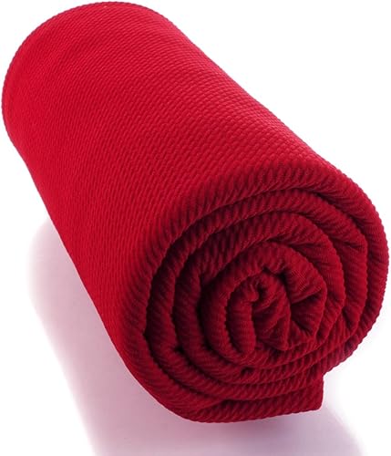 HairBow Center Liverpool - Jersey de punto texturizado de tela con textura de 4 vías, color rojo, 1 yarda