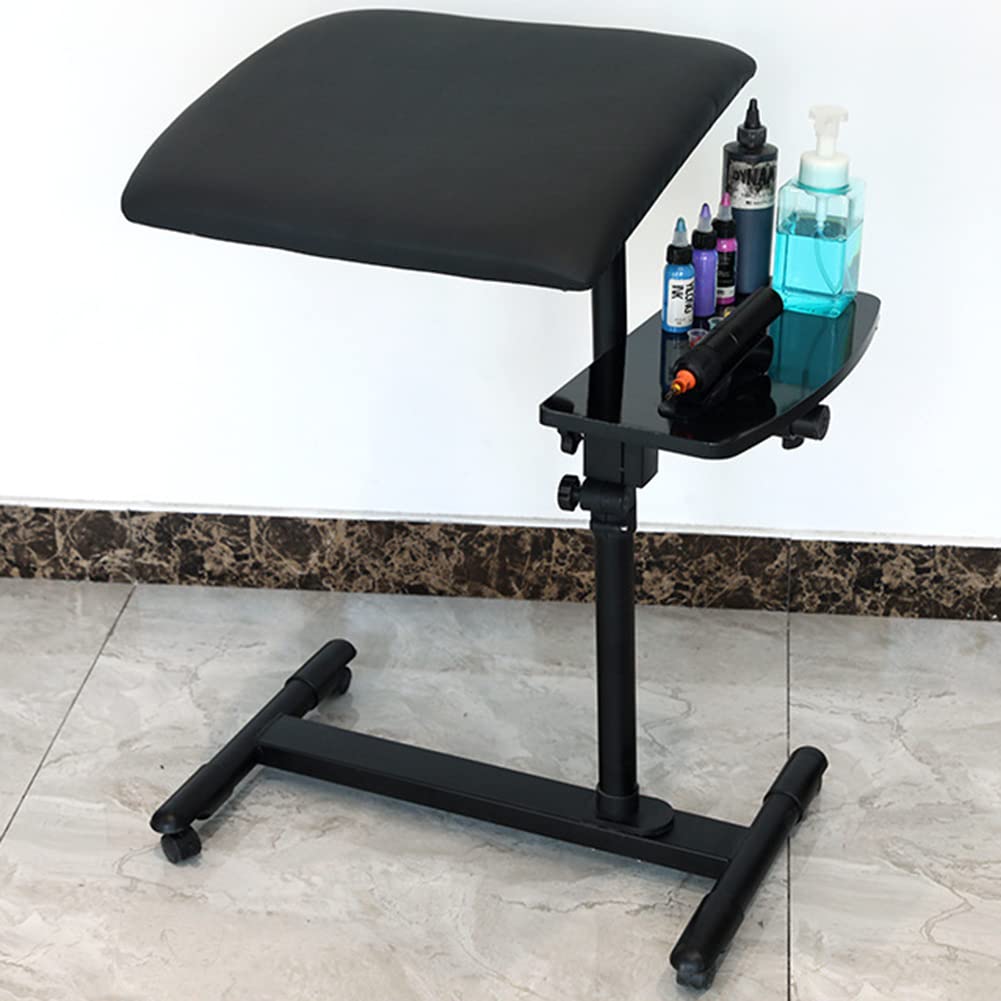 Tattoo Armrest Holder with Tray, Wide Square Tattoo Armrest, Adjustable Height, Thickened Soft Sponge Pad, Artist Mobile Armrest Holder