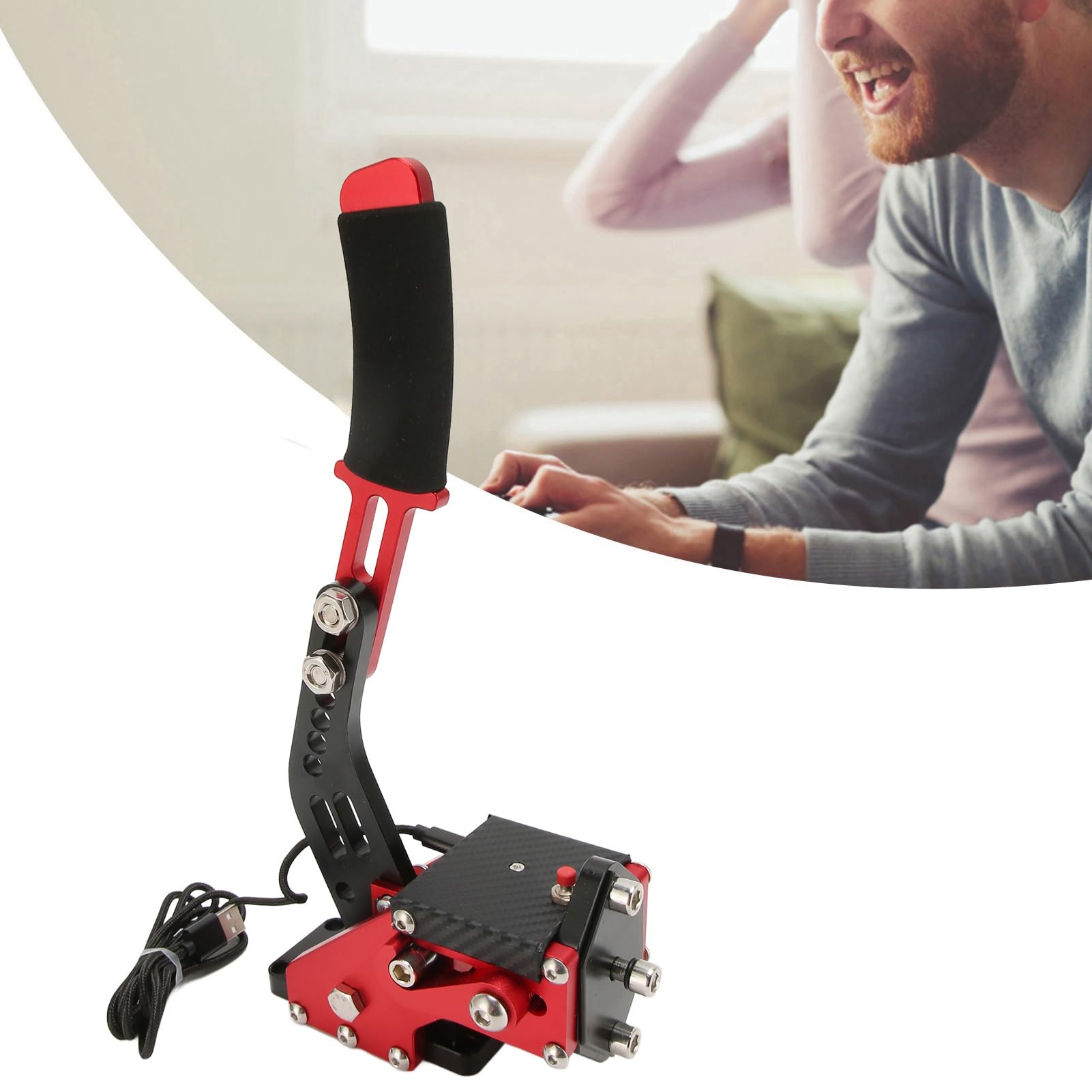 Haofy Gioco di Corse Progressivo con Freno a Mano USB PC a 64 Bit per Appassionati di Corse Sim Lega di Alluminio Acciaio Dolce (rosso)