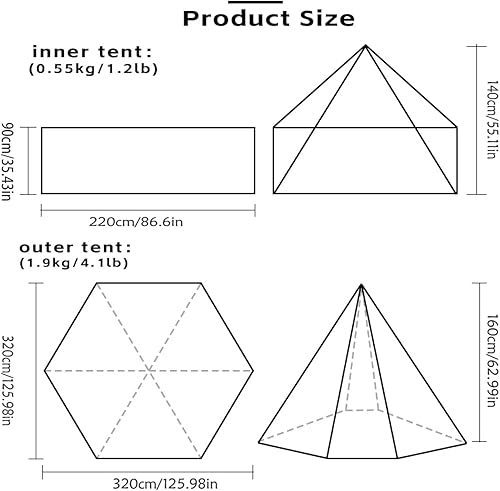Miniatura 3 de Tienda de campaña caliente con estufa de leña Jack Tienda de campaña tipi de invierno 4 estaciones Tienda de mochilero para supervivencia Caza Pesca