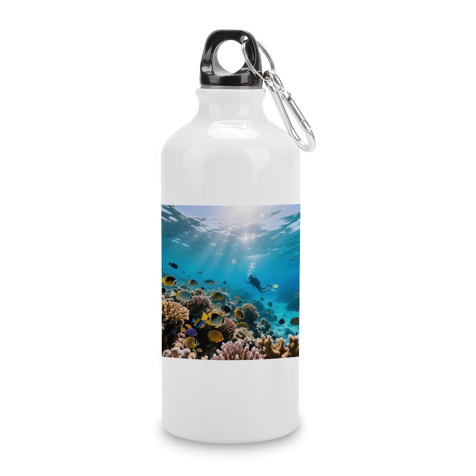 Fekiloot Style Great Barrier Reef Underwater World Aluminum Water Bottle Travel Tumbler Reusable Lightweight Outdoor Sports Water Bottles For Gym Sports Camping Hiking Fishing600ml