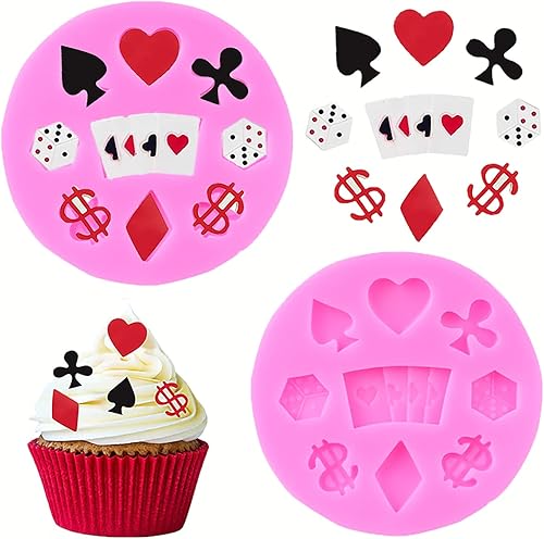 2 moldes de silicona para póquer, diseño de tarjetas de juego antiadherente, fondant, caramelo, chocolate, piruleta, postres, cubitos de hielo, 2 moldes de silicona para póquer, diseño de tarjetas de juego antiadherente, fondant, caramelo, chocolate, piruleta, postres, cubitos de hielo,