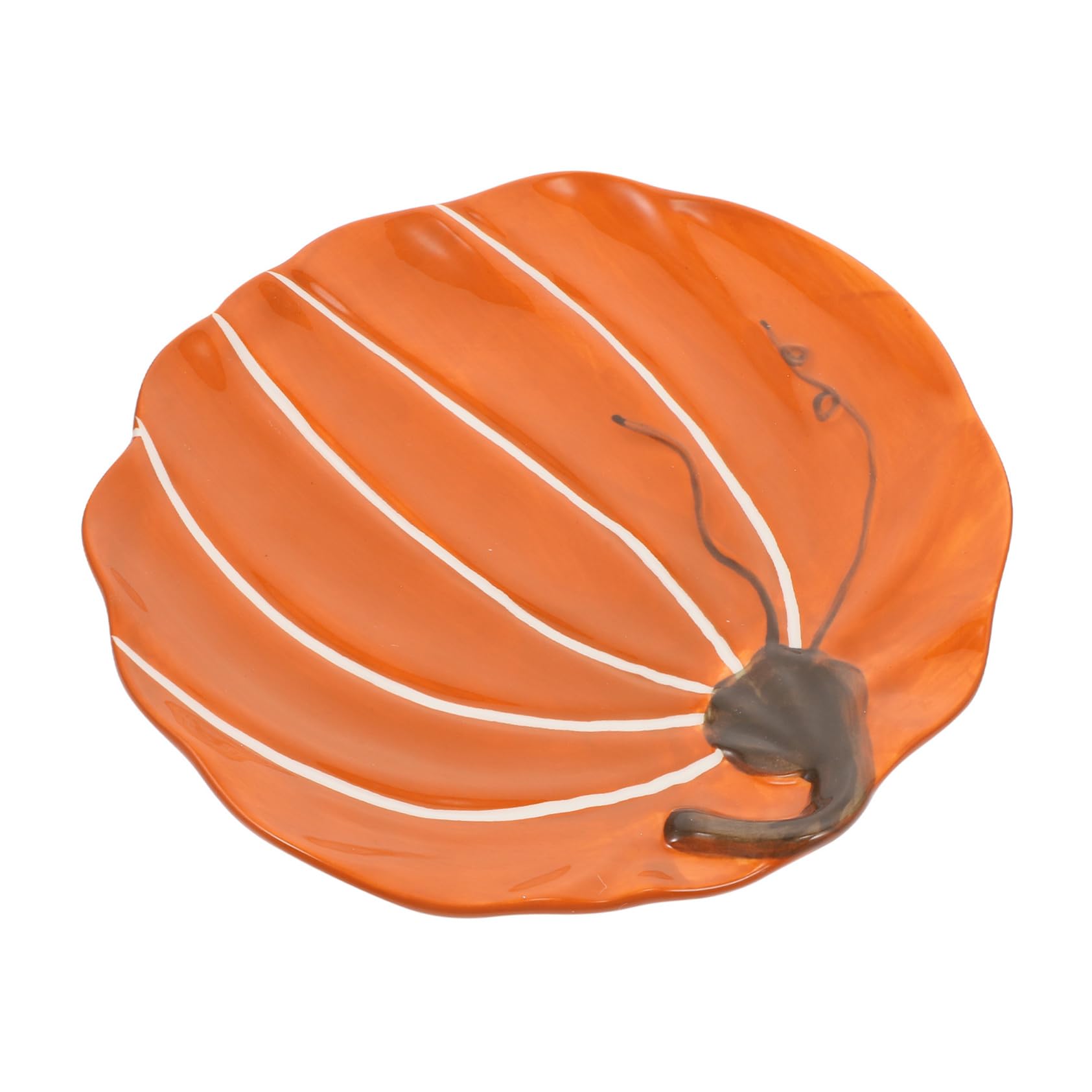 HEALEEP 1pc Hand-painted Pumpkin Dish Plate Home Decor Fall Decor Pumpkin Shaped Dish Serving Pumpkin Dishes Table Pumpkins Stylish Pumpkin Decorations Pumpkin Dish Platter Ceramics Yellow