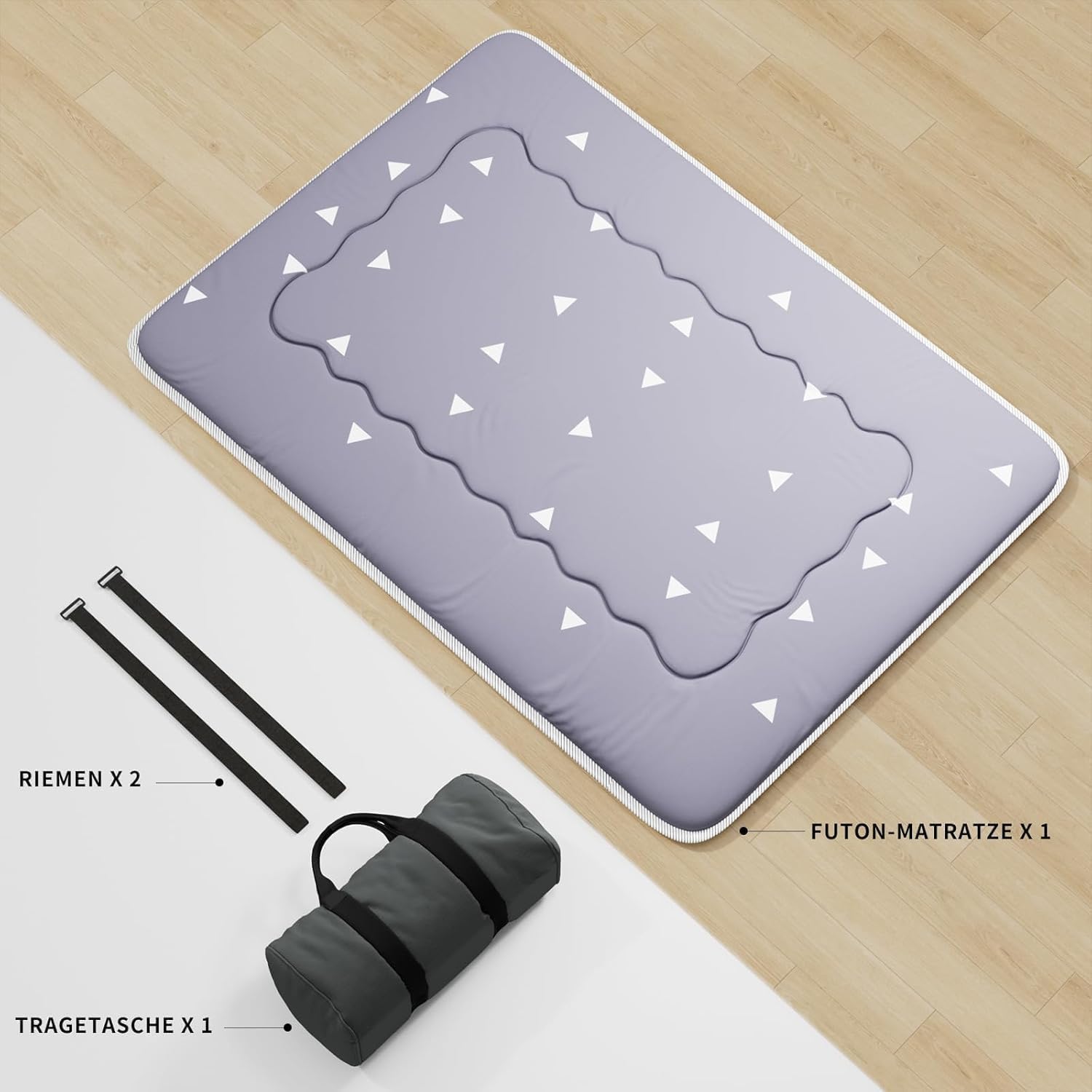 Kiseely Japanische Futon-Matratze, Faltbare Tatami-Matte, tragbare Schlafunterlage mit Tasche und Gurt, Bodenmatratze, verdickte Schlafmatratze, Camping-Matratze (Grau YU1, 120X200cm)