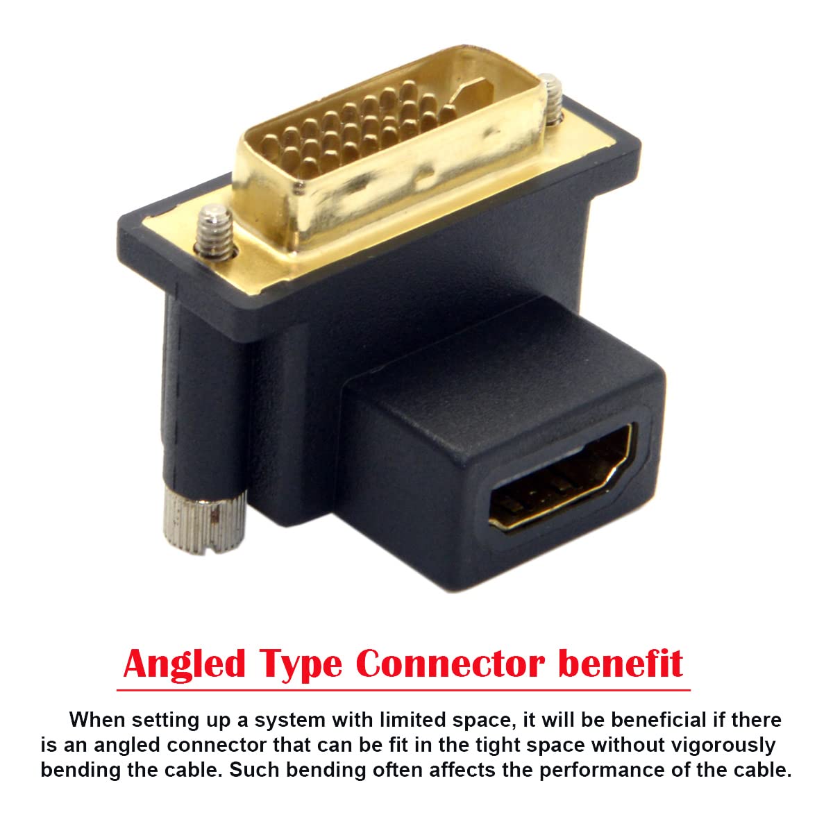 chenyang Confezione da 2 adattatori da HDMI a DVI, da DVI maschio a HDMI femmina, con angolo di 90 gradi, placcato oro, adattatore convertitore bidirezionale per TV, monitor, computer