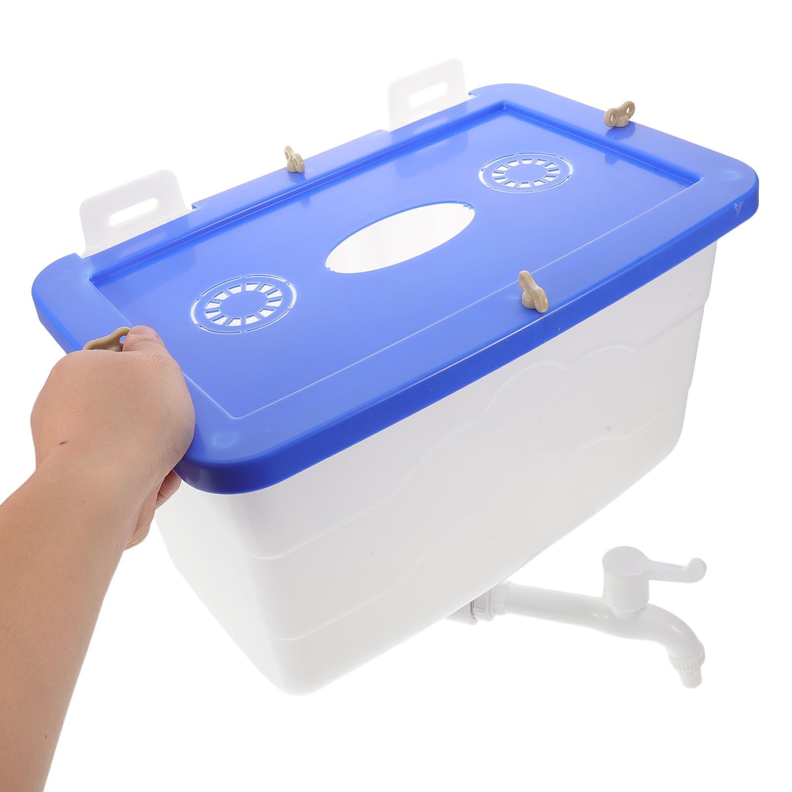 Wasserbehälter 12,5L aus Kunststoff mit Hahn zur Wandmontage Quadratischer Wassertank für Badezimmer und Friseursalons Platzsparende Lösung für Handwaschbecken