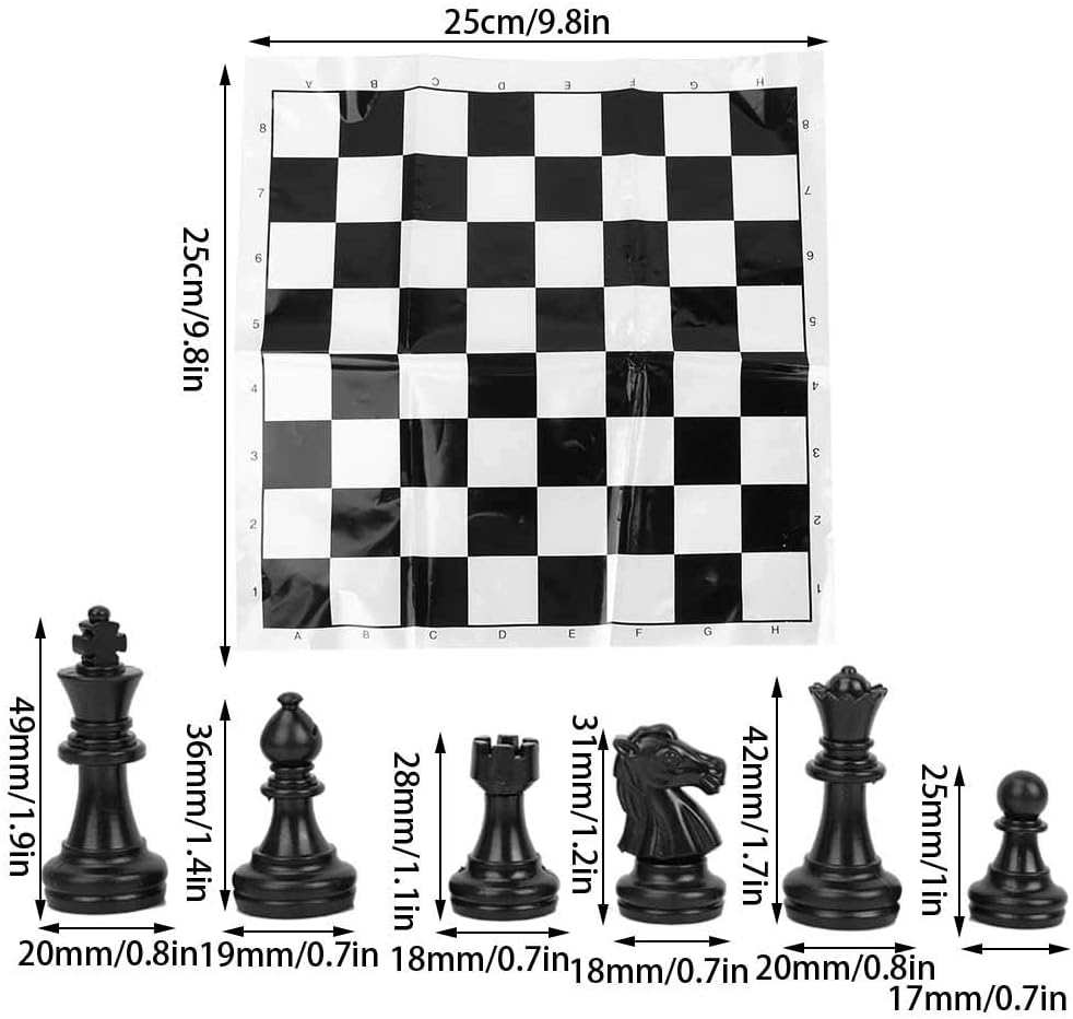 Plastic International Chess, Plastic Portable Folded International Chess Set, Sturdy Easy to Carry for Home Party Activities Chess Lovers Age 6(White)