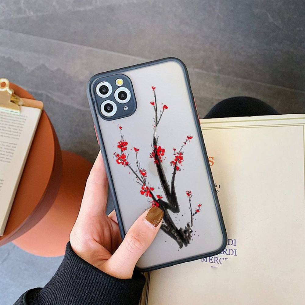 iPhoneアクセサリー cake Ink plum flower painting phone case For iPhone 11 Pro Max SE