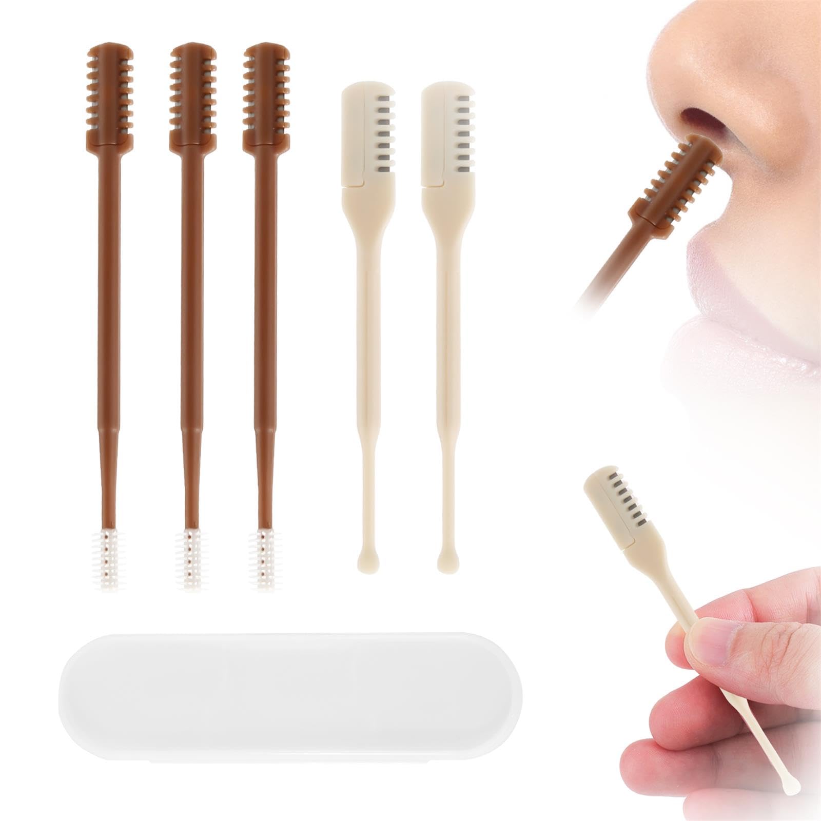 5pcs 2 in 1 Nose Trimmer Double-Sided Single-Sided Nose Razors 360 Degrees Rotating Nostril Hair Cleaner for Women