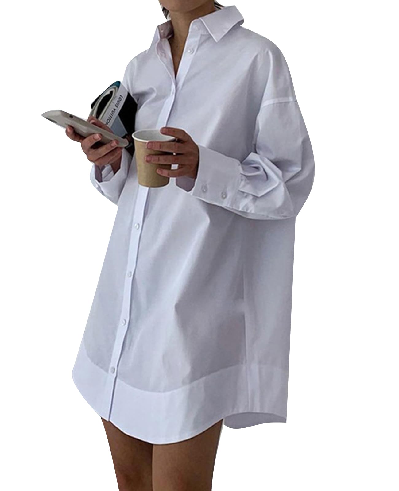 MINTLIMIT Womens Button Down Shirt Dress Spring Summer Loose Casual Long Sleeve Shirt Dresses with Pockets 2025 Trendy