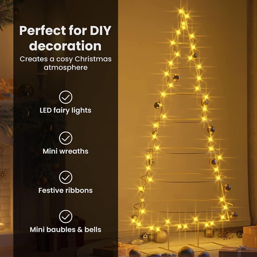 vidaXL Metall Weihnachtsbaum Gold 209 cm Pulverbeschichteter Stahl, Wohnzimmer, moderner Weihnachtsbaum, minimalistischer Schmuck, stylische Deko, Designer-Urlaubs-Skulptur