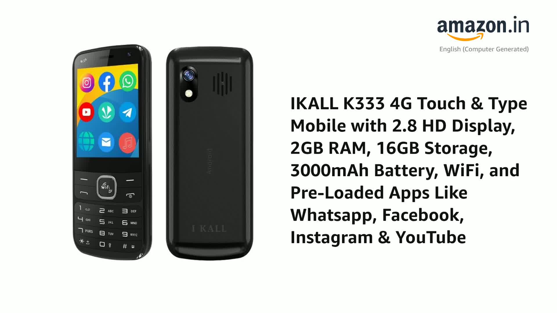 ✨Kページ✨ IKALL K333 4G Touch & Type Mobile with 2.8
