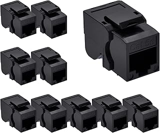 Beszin Cat.5E Tool Less Keystone Jack (10-Pack, Black)