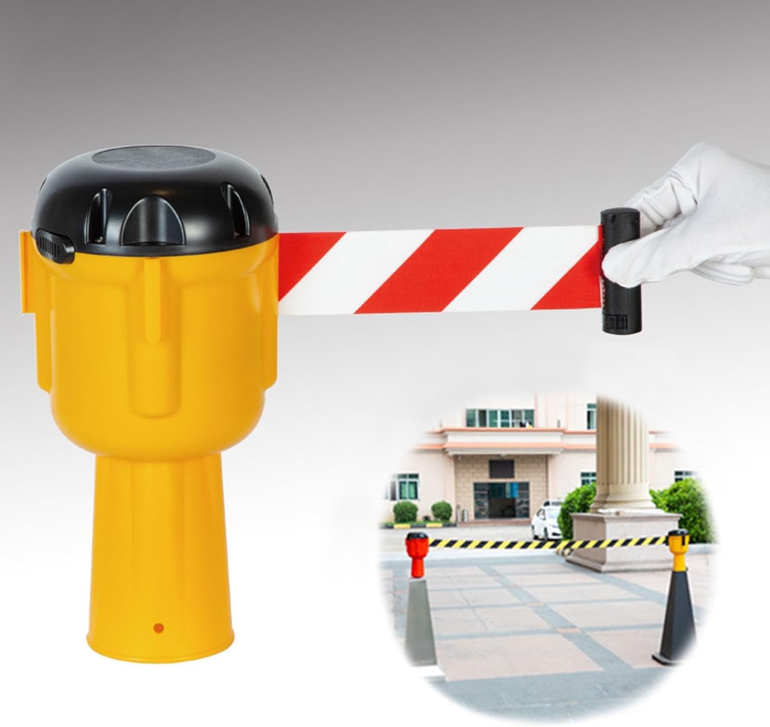 Cinturón de precaución de Cono de tráfico retráctil, Conos de tráfico retráctiles Cinta de Advertencia Barrera(10m,Yellow)