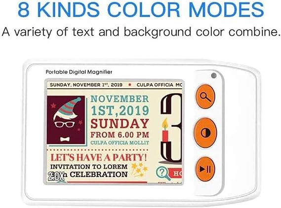 Handheld Portable Electronic Reading, 3.5in LCD Handheld Electronic Vision Aid, Screen Lock HD Electronic Magnifier Digital Reading Aid, 2X to 25X Zoom Stepless, for Low Vision Kids Seniors,White