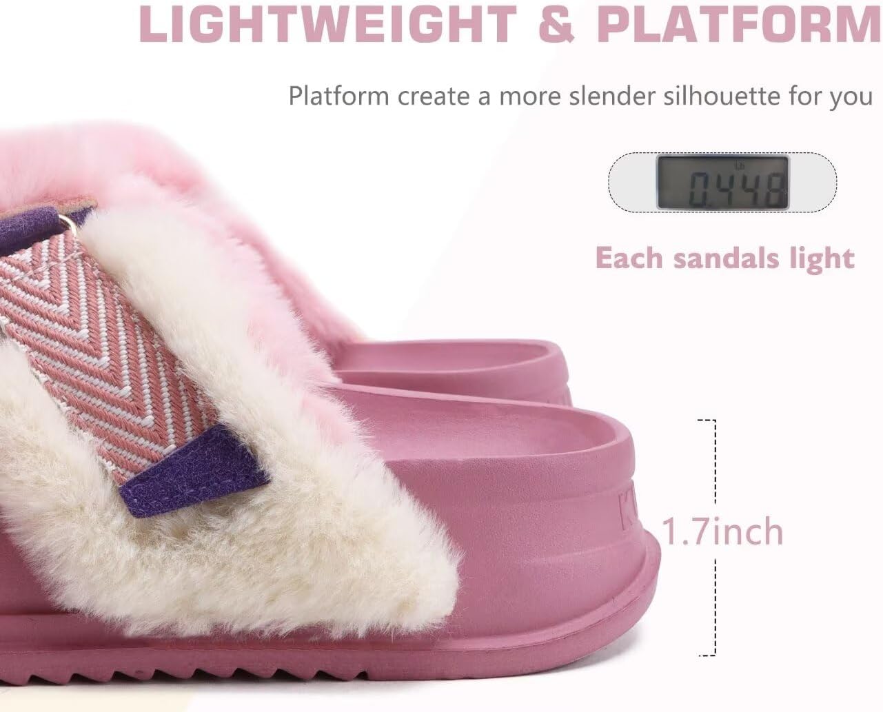 KuaiLu Women's Fuzzy Cross Band Platform Slippers Furry Faux Fur Comfortable Arch Support Open Toe Slides for Indoor Outdoor - Image 8