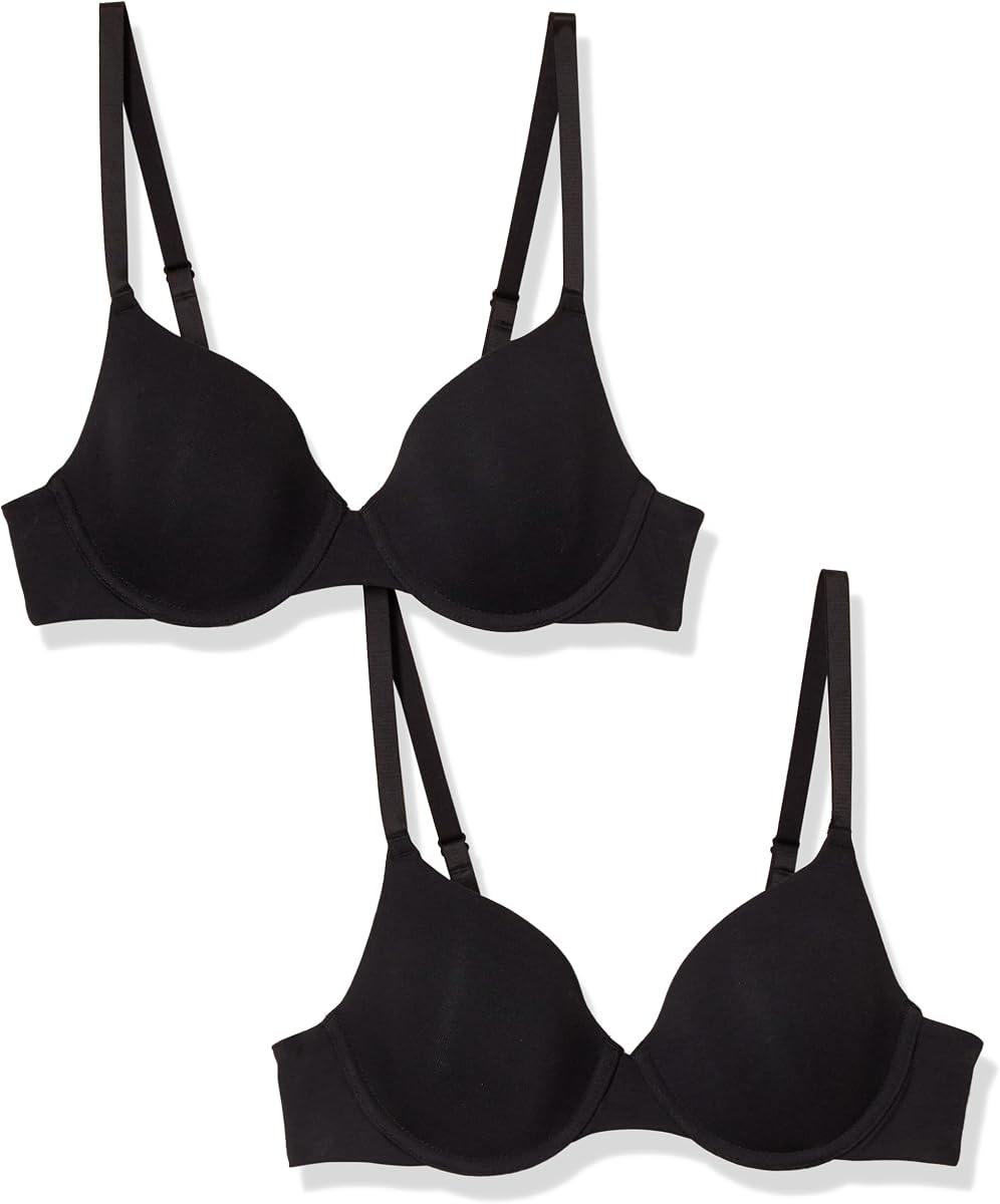 Sujetadores de camiseta con aros de apoyo para mujer de Amazon Essentials, algodón transpirable, cómodos, paquete de 2