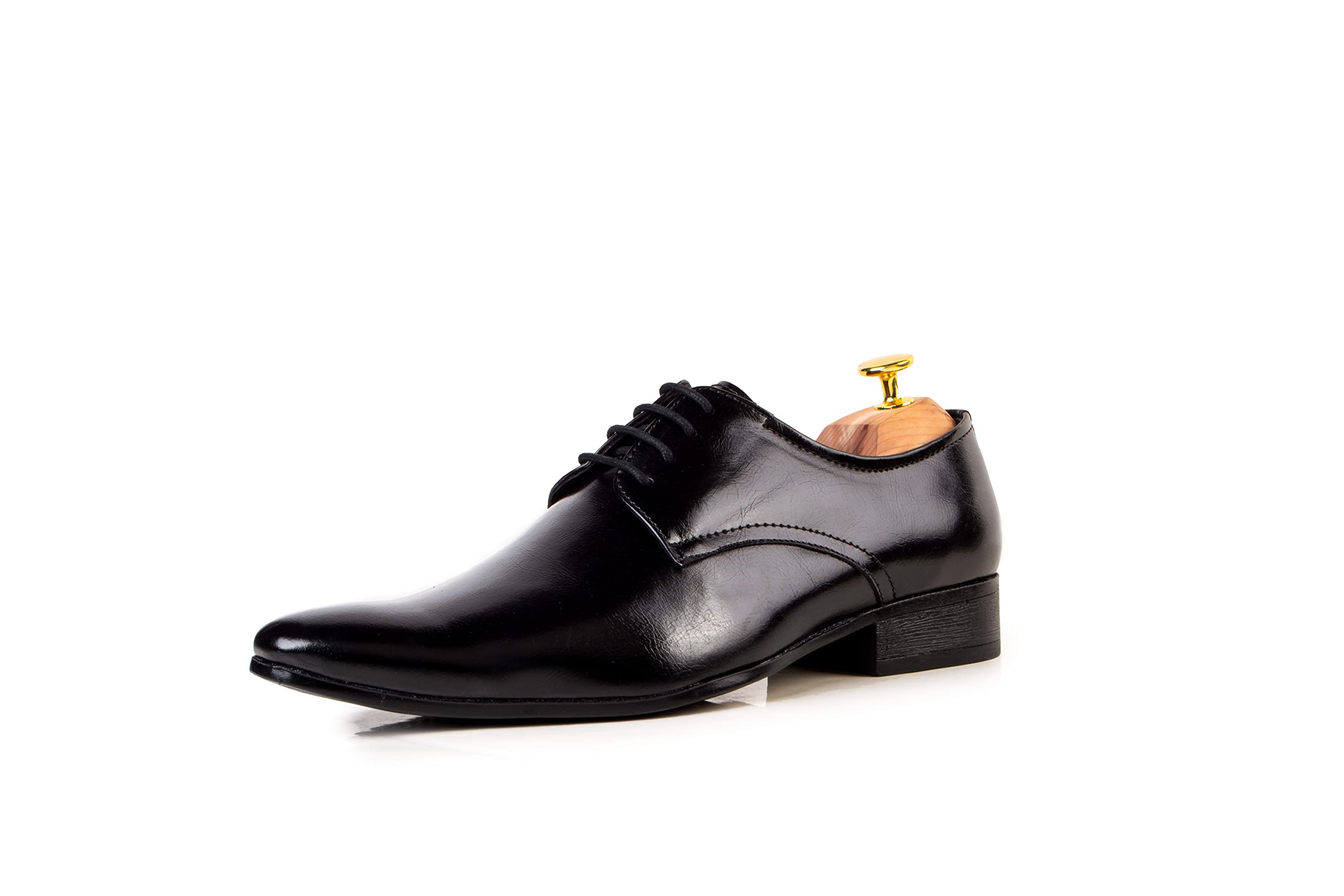 CLIFF FJORD ACCOARDO Men's Faux Leather Lace Up Formal Derby Office Shoes | Hand Painted Patina Finish