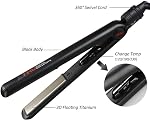 MHU Flat Iron 1 Inch Professional Travel Portable Negative Ions Protect Hair Hair Straightener&Curler Anti frizz Dual Voltage Salon Floating Titanium Plate Hair Iron Fast Heat Adjustable Temp Black