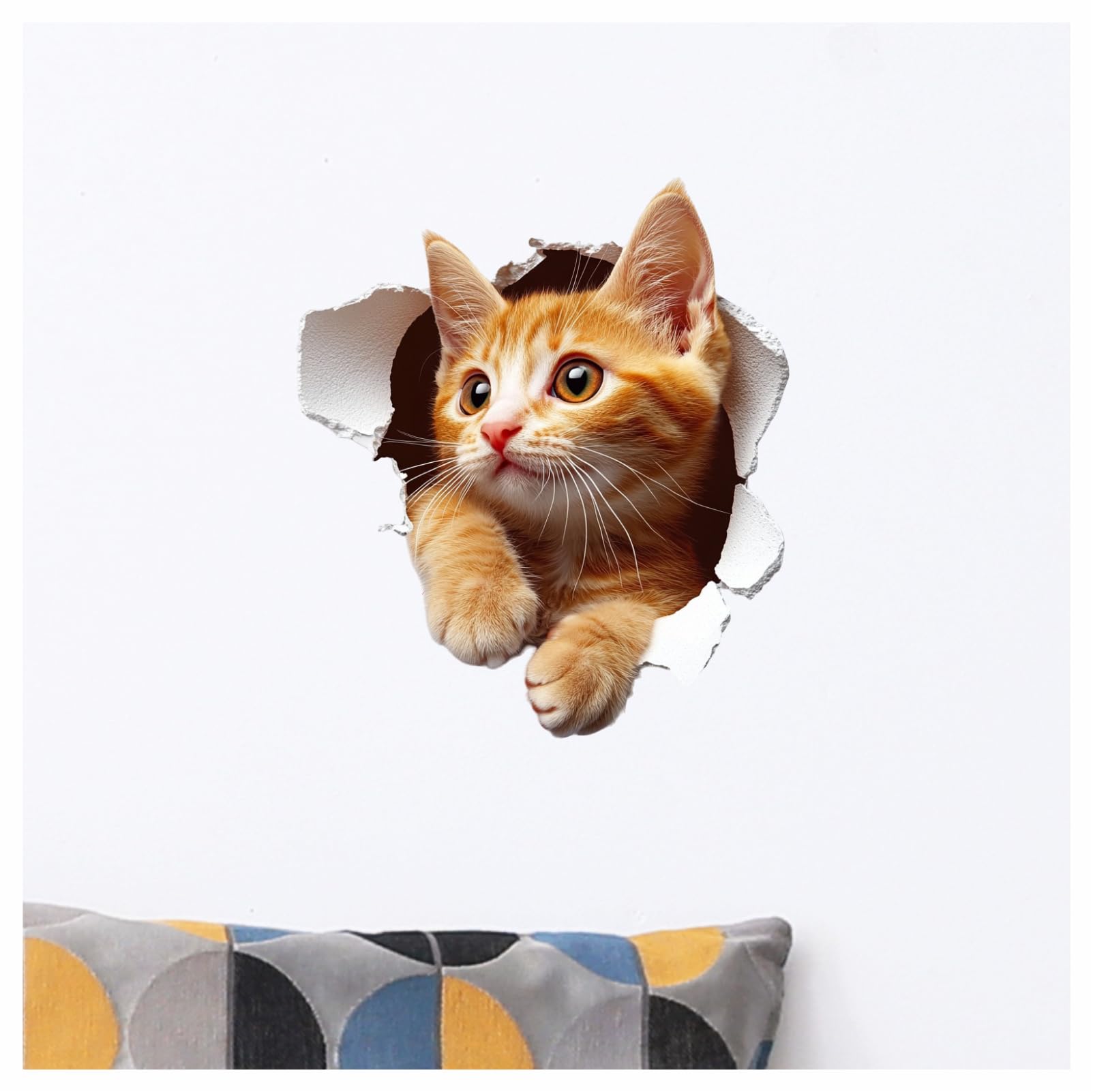 x4 Ginger Kitten Vinyl Stickers Cover Marks Non Transparent Waterproof Decals 1@20cm Tall & 3@7cm Tall Ideal for Toilet Car Phone case - Image 4