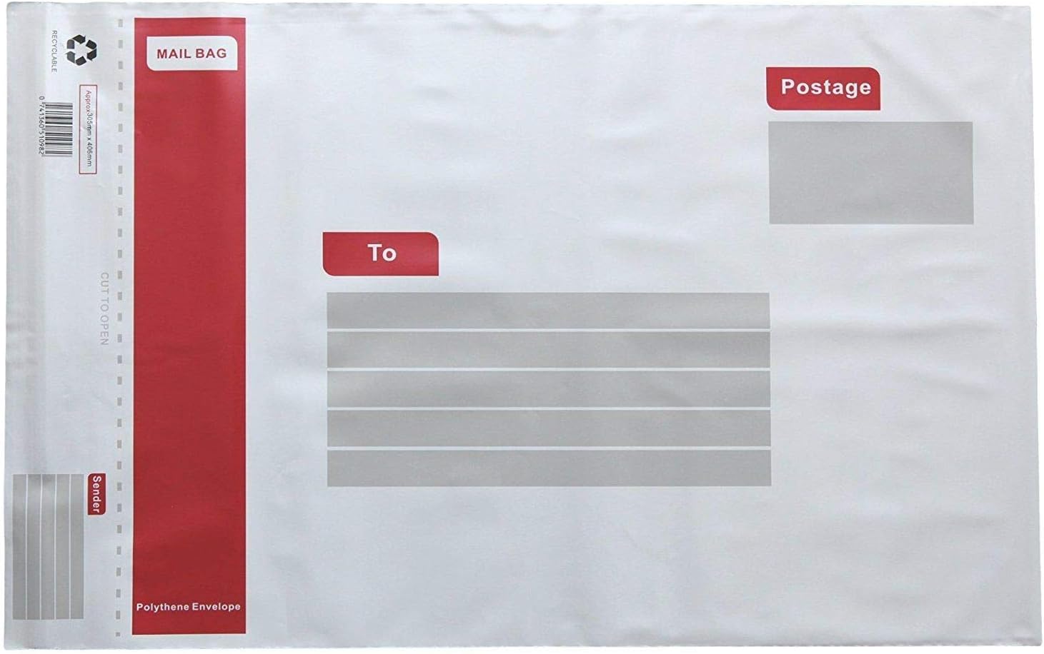 40pcs White Postal Mailing Bags/Polythene Envelopes,14"x19"