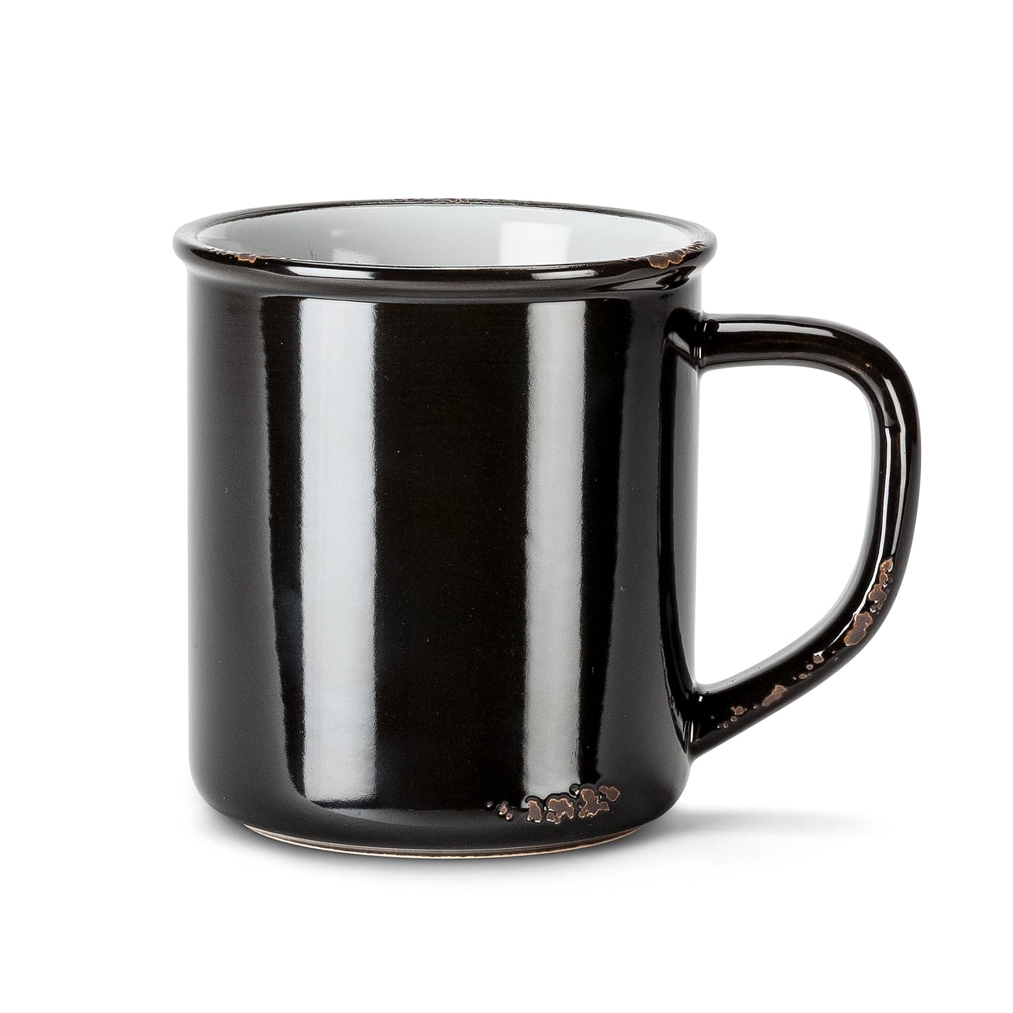 Abbott Collection 27-Enamel/Mug BLK Enamel Look Stoneware Mug, Black